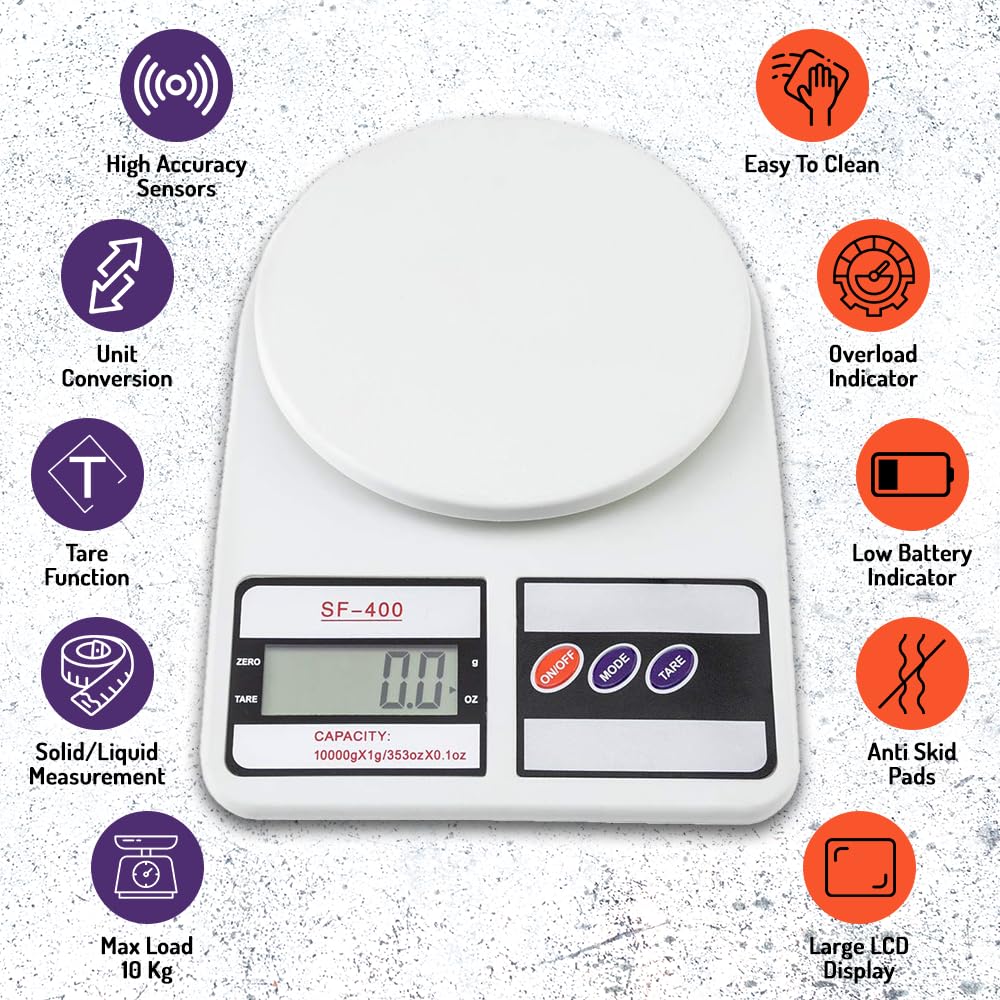 SF400 Digital Kitchen Scale | 10kg x 1g Accurate Weighing