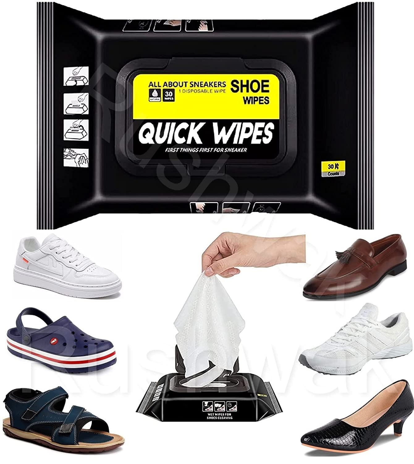 Sneaker Cleaning Wipes 80 Count | Portable Shoe Cleaner