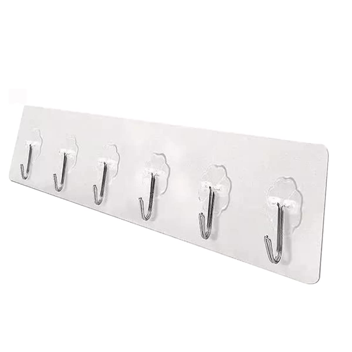 6 hook Silver Stainless Steel Self-Adhesive Wall Hooks