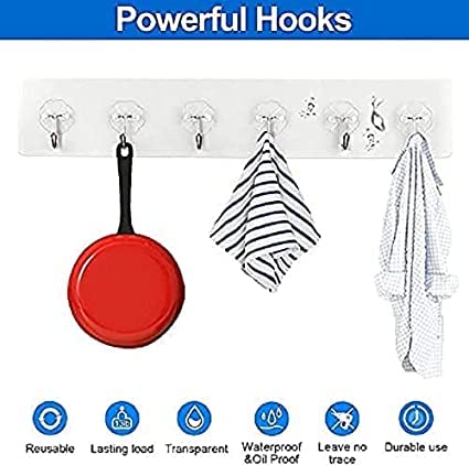 6 hook Silver Stainless Steel Self-Adhesive Wall Hooks