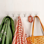 6 hook Silver Stainless Steel Self-Adhesive Wall Hooks