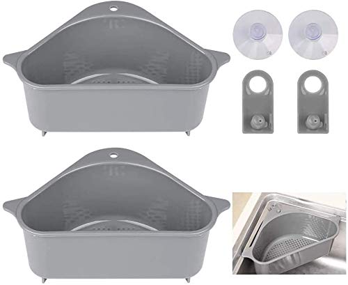 2Pc Kitchen Sink Strainer Basket Corner Rack