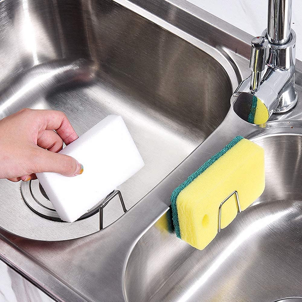 Stainless Steel Sink Sponge Holder | Kitchen Organizer & Rack