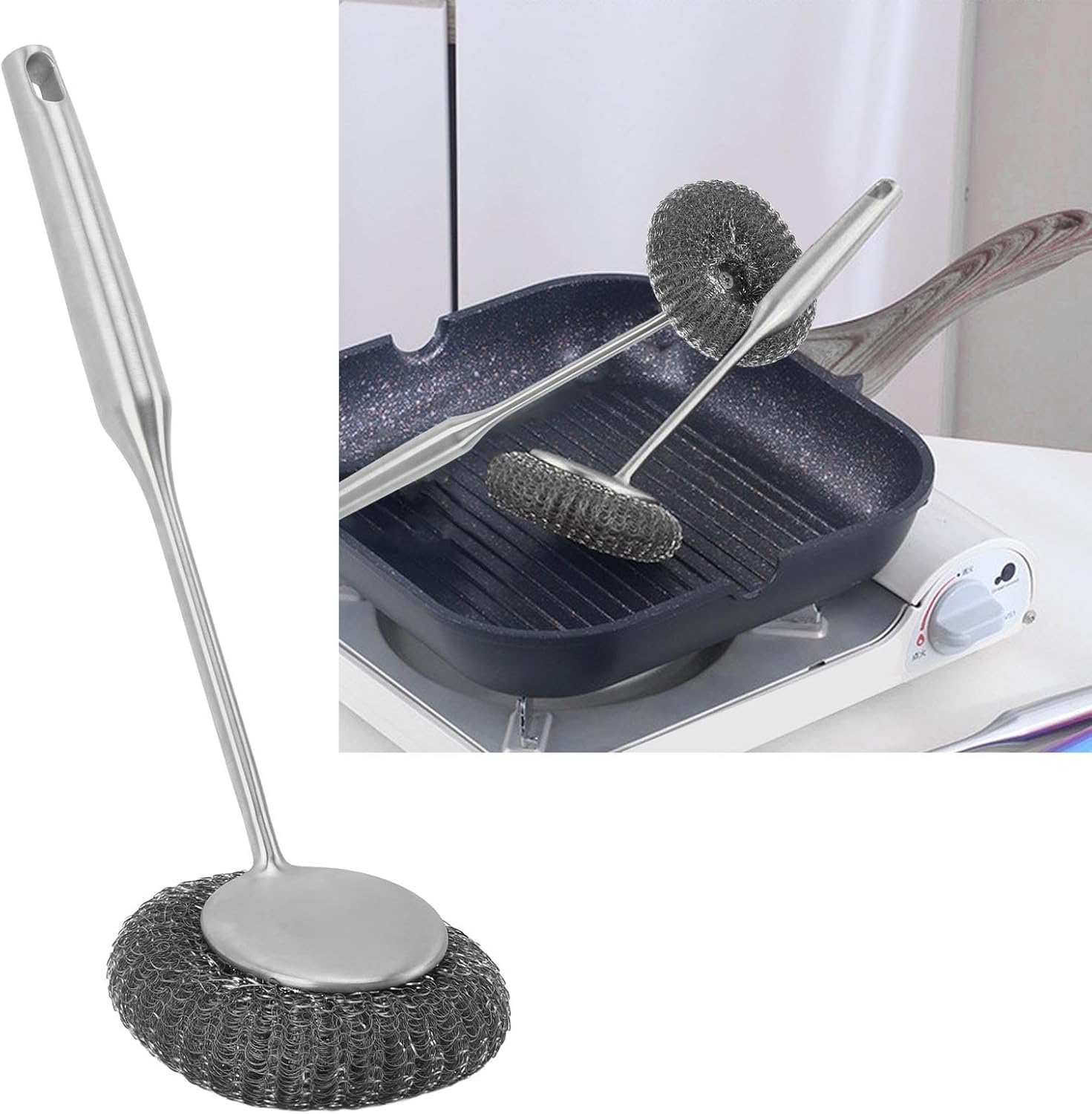 Stainless Steel Dish Cleaner – Multipurpose Pan & Grill Brush
