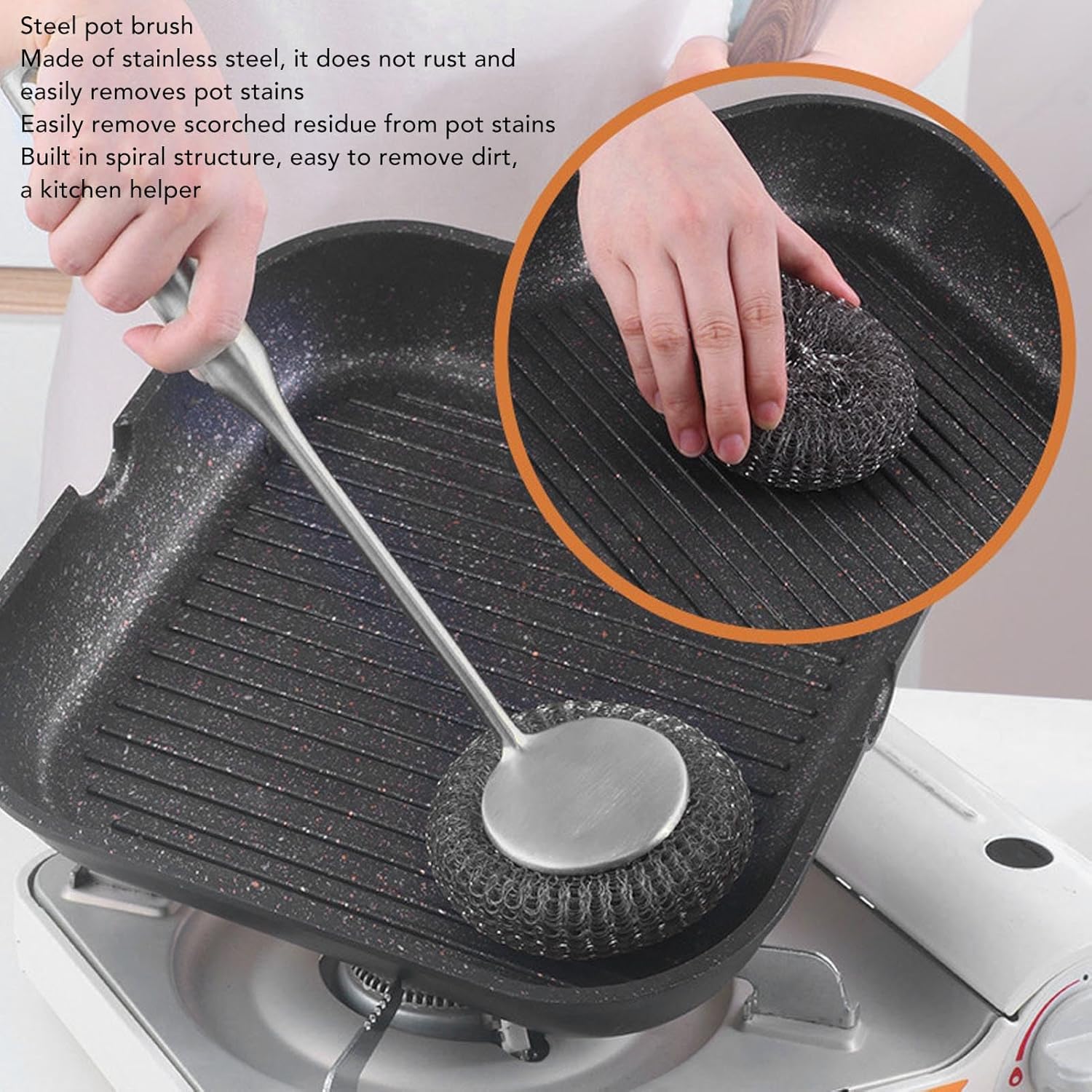 Stainless Steel Dish Cleaner – Multipurpose Pan & Grill Brush
