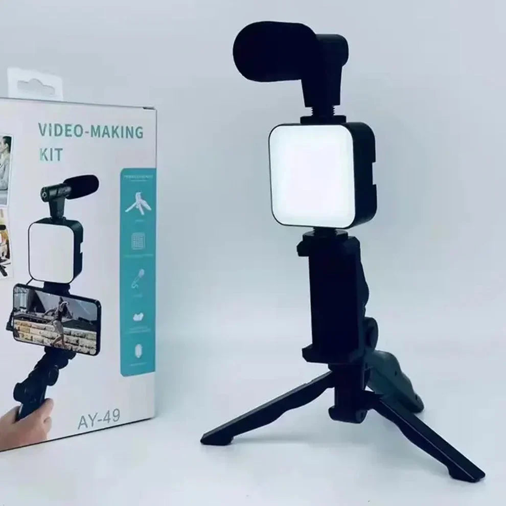 Smartphone Vlogging Kit Mic LED Tripod Pro Set