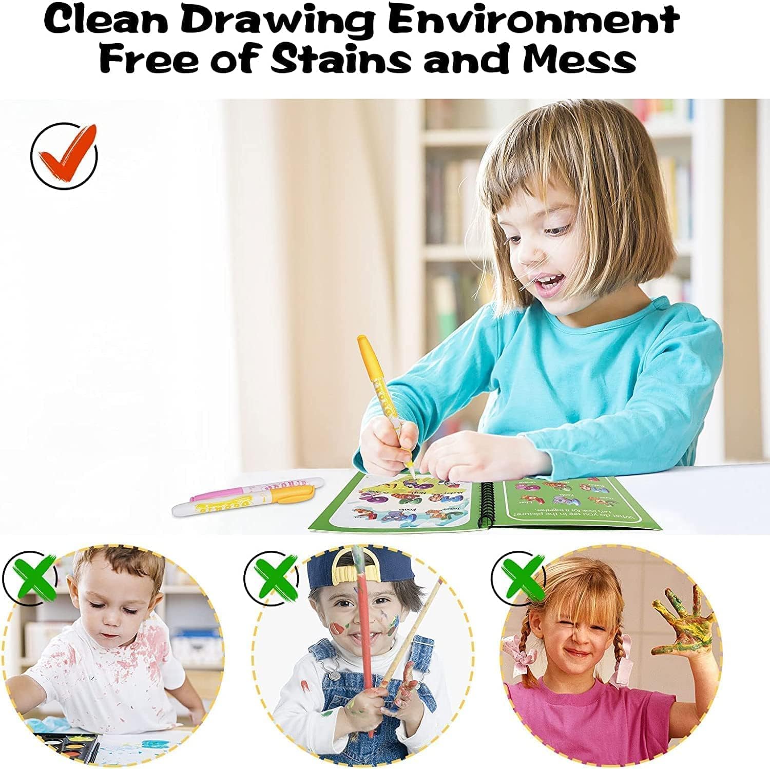 4Pcs Magic Water Coloring Books Reusable Kids Set
