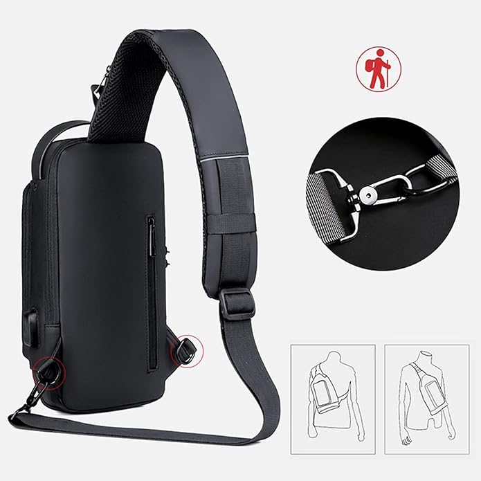 Anti-Theft USB Charging Sling Bag with Password Lock