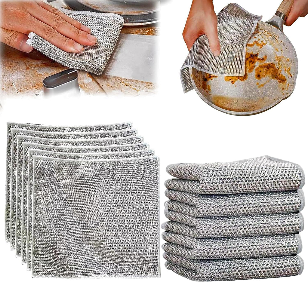 Multipurpose Wire Dishwashing Cloth – Silver Mesh Scrubber