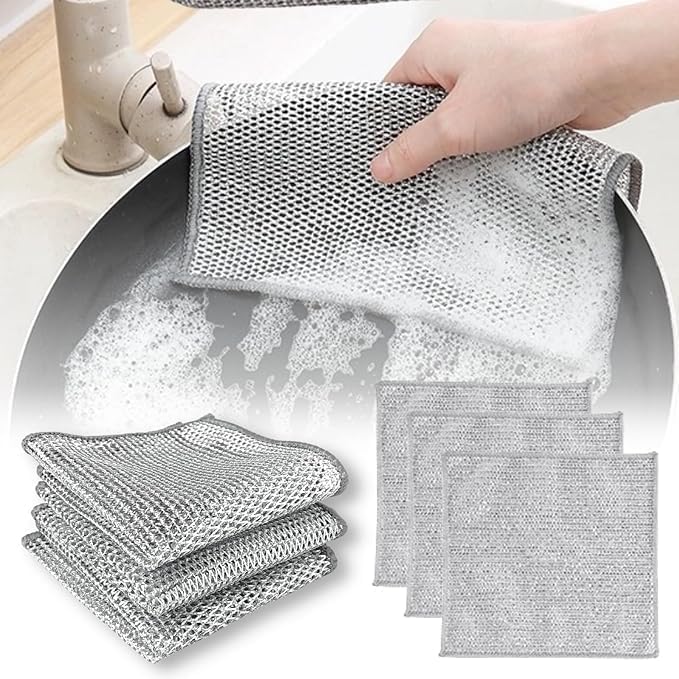 Silver Mesh Dishwash Cleaning Cloth Multipurpose