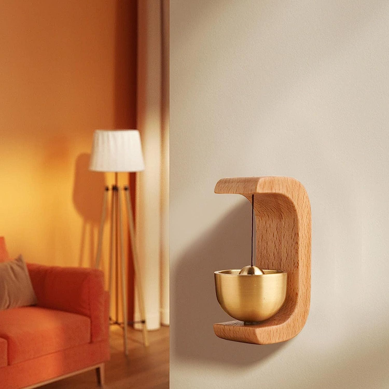 Japanese Wooden Door Chime Bell | Handmade Walnut Decor